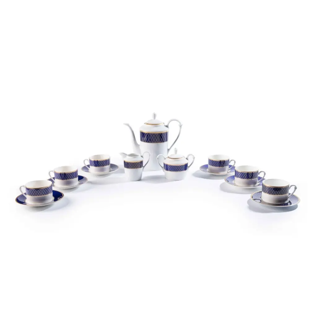 Cobalt Royal Porcelain Coffee Set 15 Pjesë 