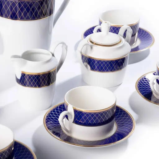 [LP-806-KA-G.] Cobalt Royal Porcelain Coffee Set 15 Pjesë 